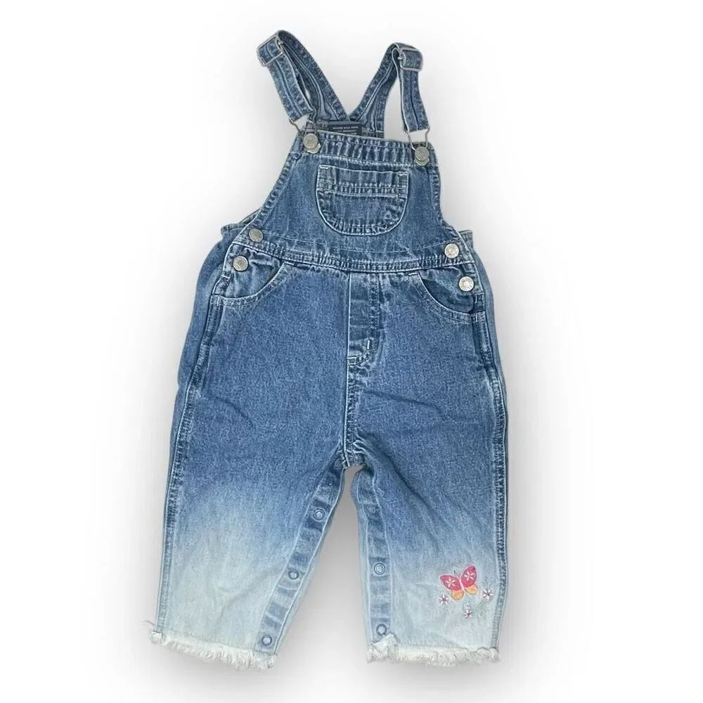 Vintage Y2K The Children’s Place Denim Overalls Ombré Butterfly Baby Size 18M